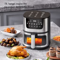 image-8L Smart Visual Air Fryer - Stainless Steel 1400W Oven