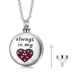 image-Heart Urn Engraved Cremation Necklace for Ashes in Sterling Silver