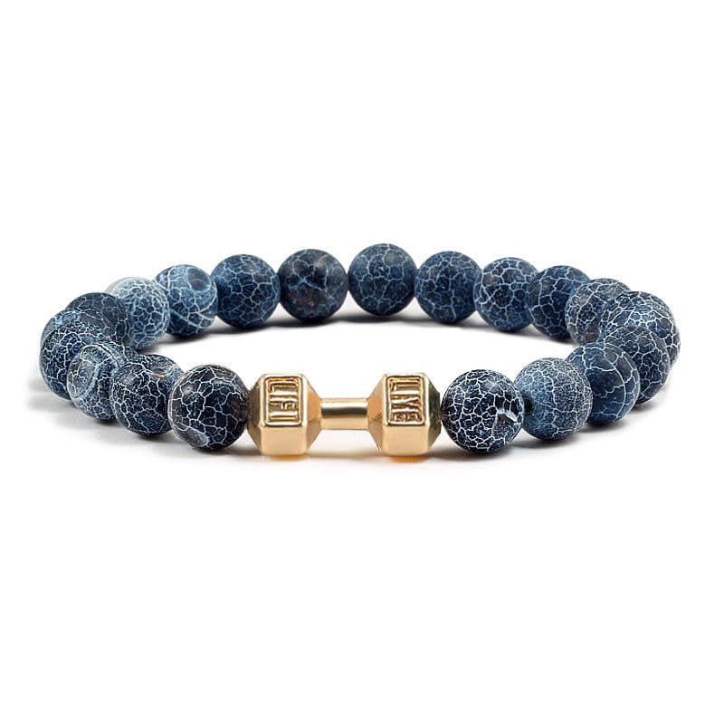 image-Turquoise Energy Gun Black Electroplated Alloy Barbell Bracelet