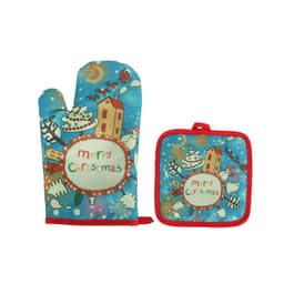 image-Fashion Santa Claus Microwave Insulation Pad 2-piece Oven Baking Gloves
