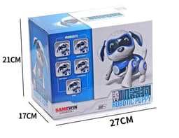 image-Baby teaches Roque robot dog