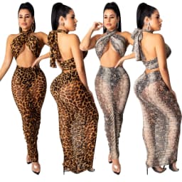 image-European And American Women's Leopard Snake Print Skirt Cover