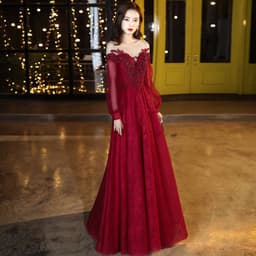 image-Ladies Red Banquet Temperament Dress Skirt