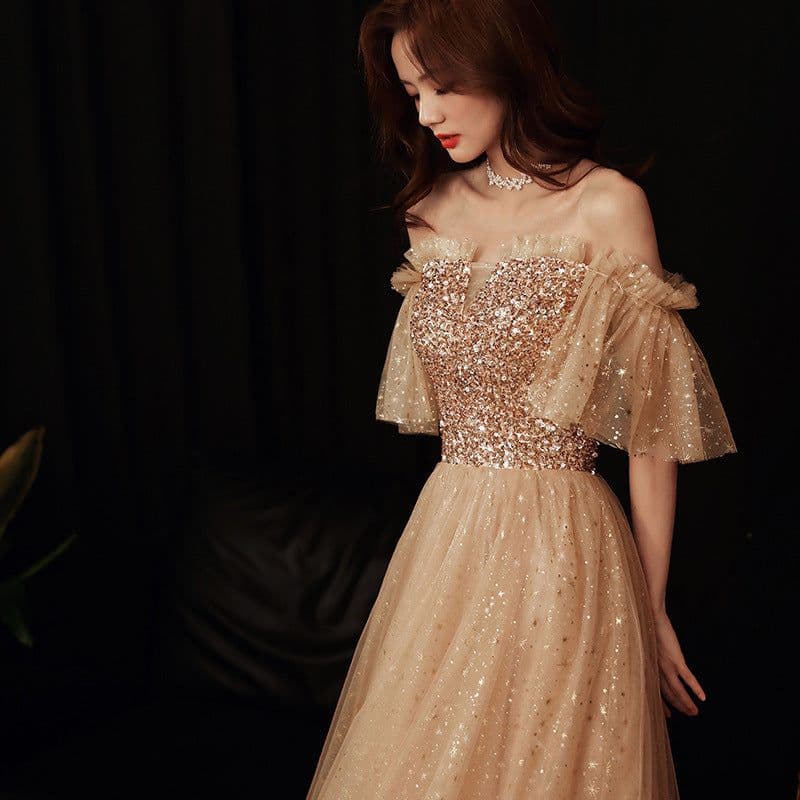 image-Long Blonde Dignified Host Socialite Banquet Temperament Bridesmaid Dress