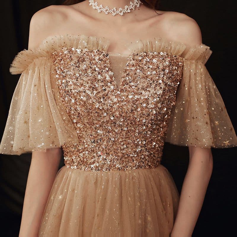 image-Long Blonde Dignified Host Socialite Banquet Temperament Bridesmaid Dress