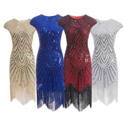 image-Fringed braid sequin dress