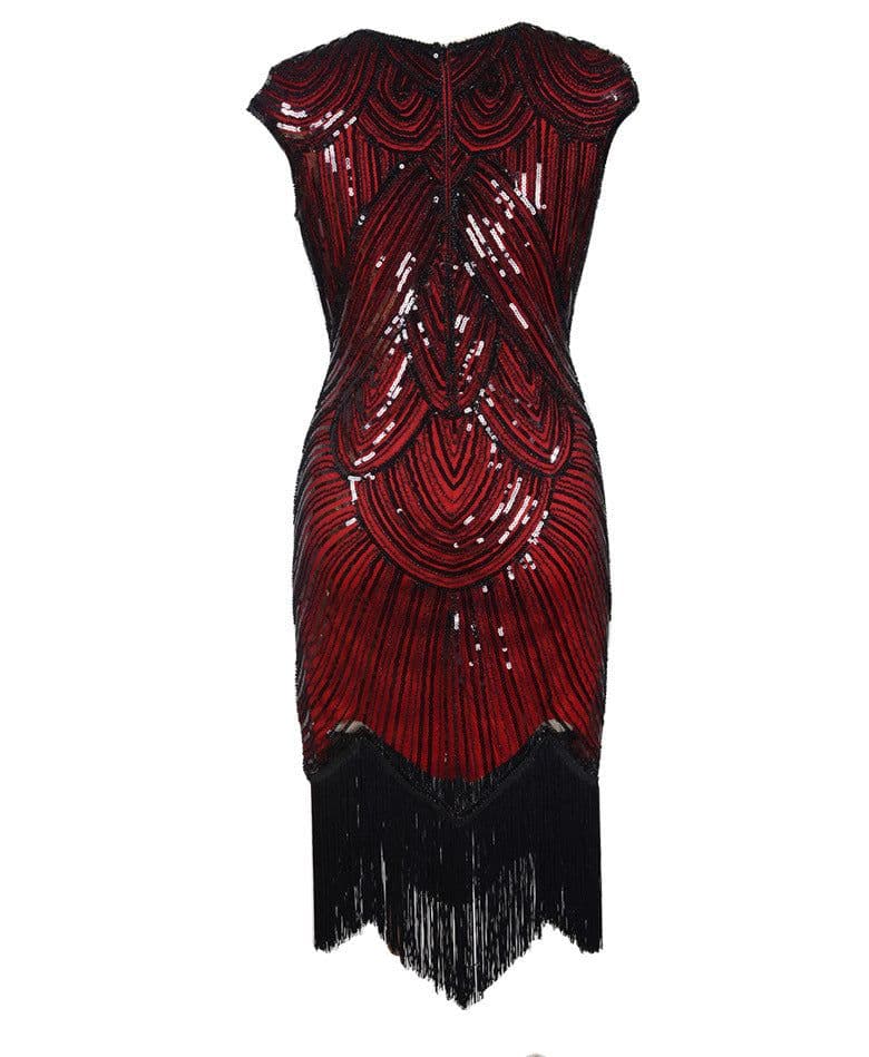 image-Fringed braid sequin dress