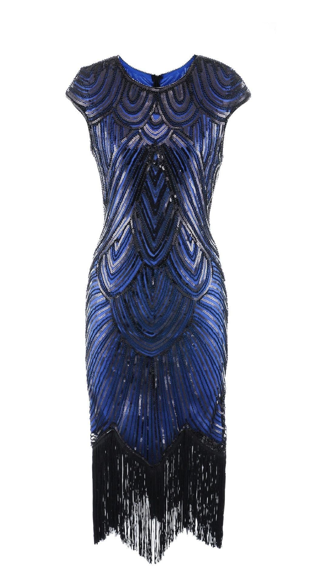image-Fringed braid sequin dress