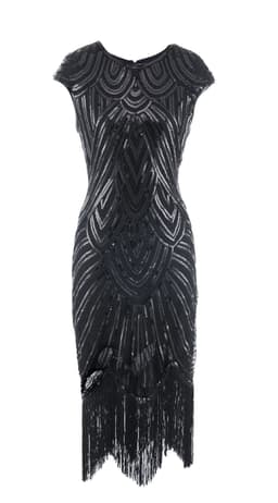 image-Fringed braid sequin dress