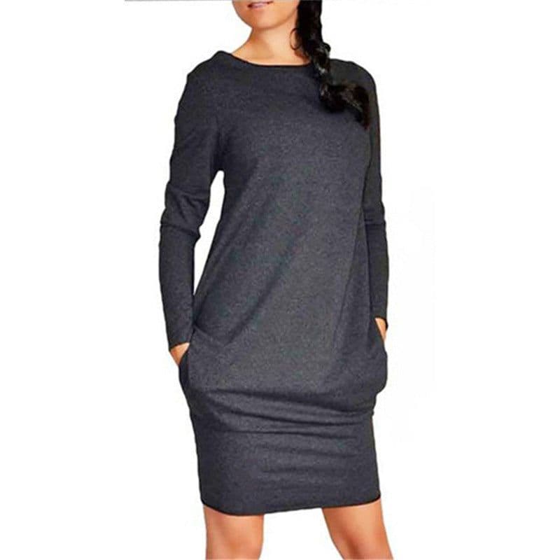 image-Solid color hip skirt