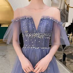 image-One-Shoulder Noble Temperament Starry Sky Birthday Bride Toast Dress Long
