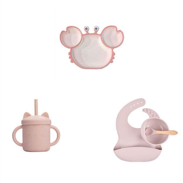 image-Toddler Silicone Dinner Plate Cartoon Baby Anti-Fall And Anti-Scalding Household Baby Food Supplement Eating Cute Divided Healthy Tableware
