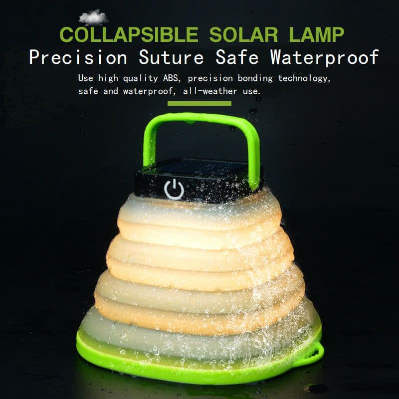 image-Outdoor Folding LED Solar Camping Light - Warm White/Black, IP65