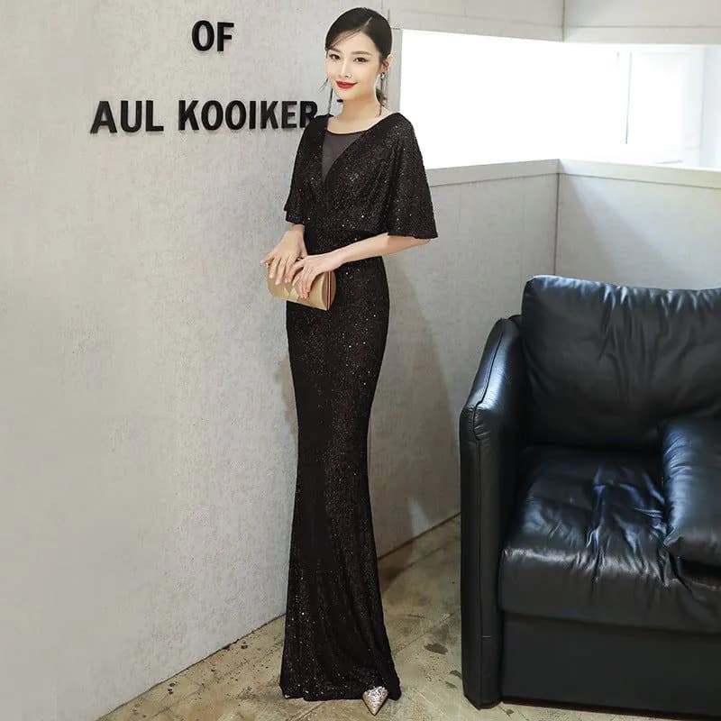 image-Dark green evening dress female annual party temperament