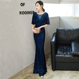 image-Dark green evening dress female annual party temperament