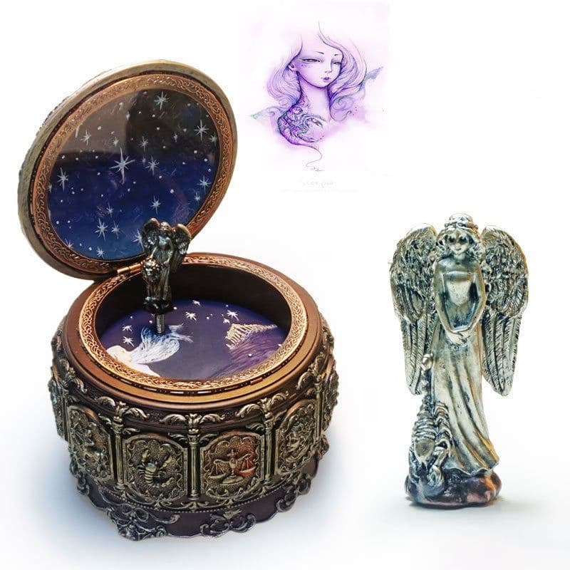 image-Twelve Constellation Resin Music Box Music Box Crafts Creative Birthday Gift