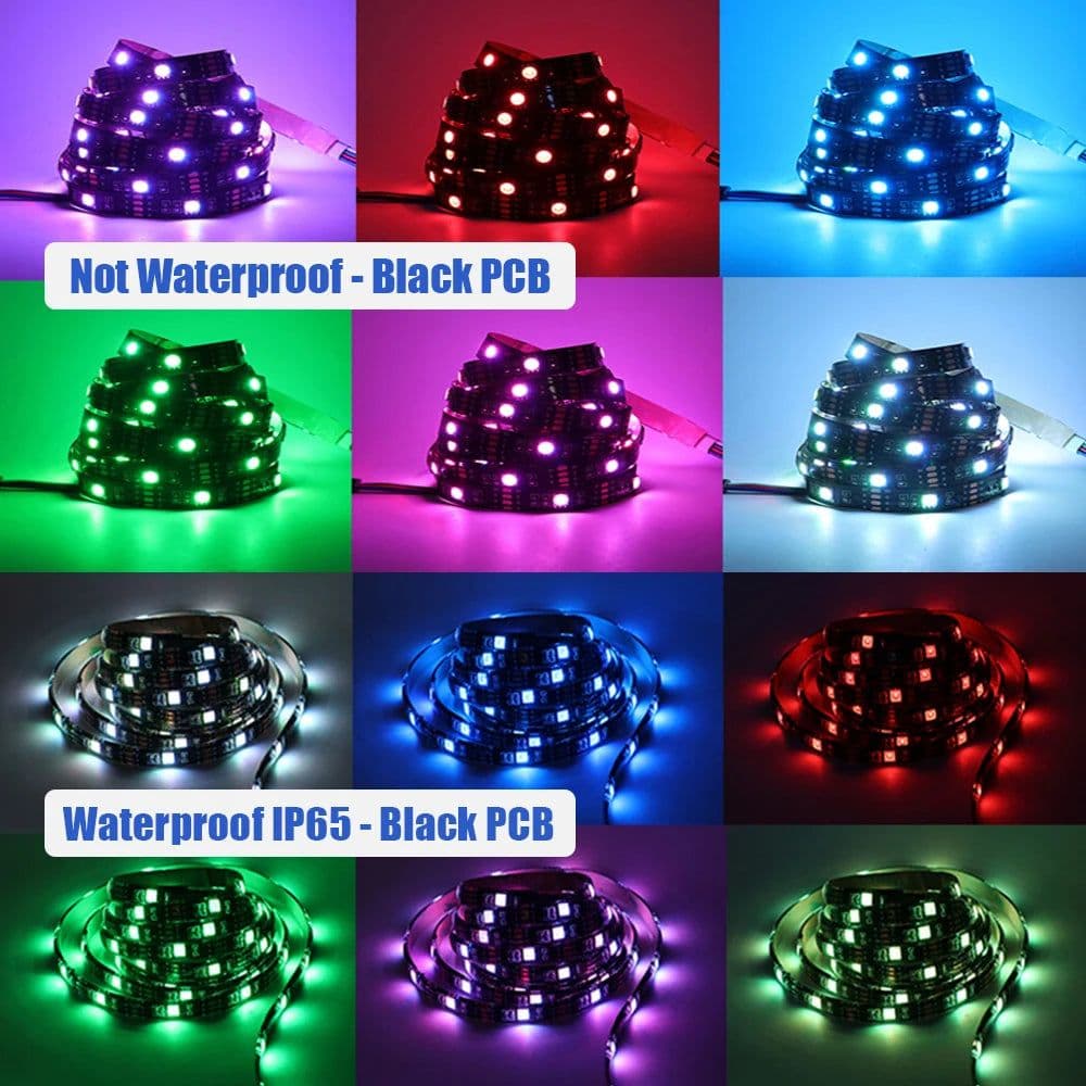 image-5v 5050 RGB LED Strip Light Flexible Tape Lamp Waterproof 50cm 1m 2m 3m 4m 5m With 4pin Plug White/ Black PCB Home Decoration