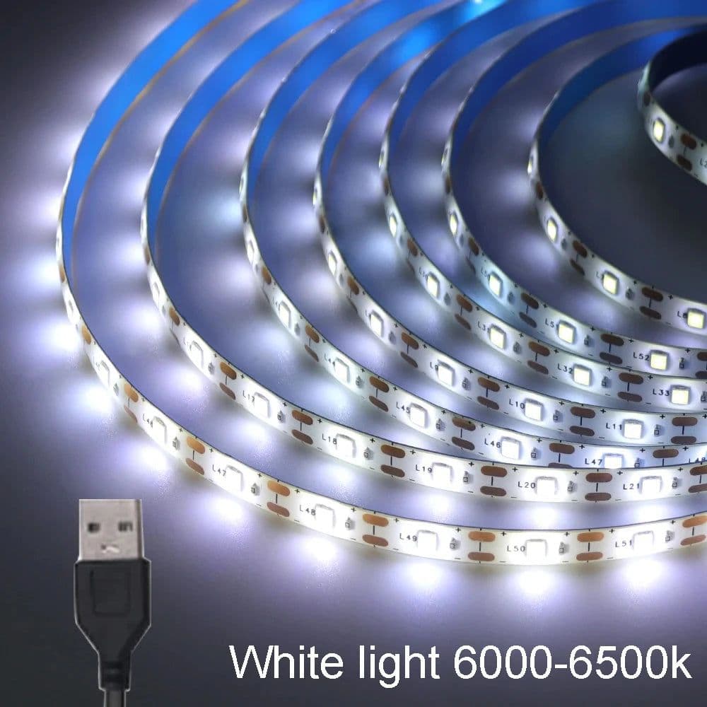 image-DC 5V USB LED Strip Light 2835 SMD 1 Meter 2 Meter 3 Meter 5 Meter Warm Cool White TV Background Lighting Tape Home Decor Lamp