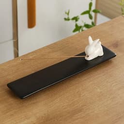 image-MINIDEAL Ceramic Backflow Incense Burner - Cat & Rabbit