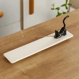 image-MINIDEAL Ceramic Backflow Incense Burner - Cat & Rabbit