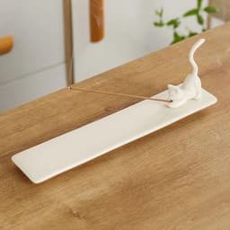 image-MINIDEAL Ceramic Backflow Incense Burner - Cat & Rabbit