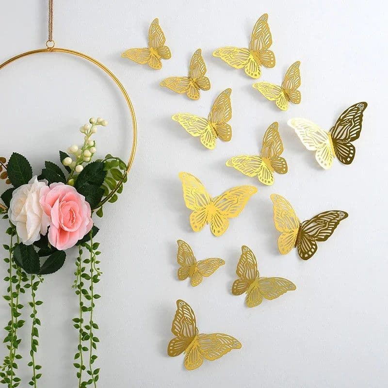 image-12pcs Suncatcher Sticker 3D Effect Crystal Butterflies Wall Sticker Beautiful Butterfly for Kids Room Wall Decal Home Decoration