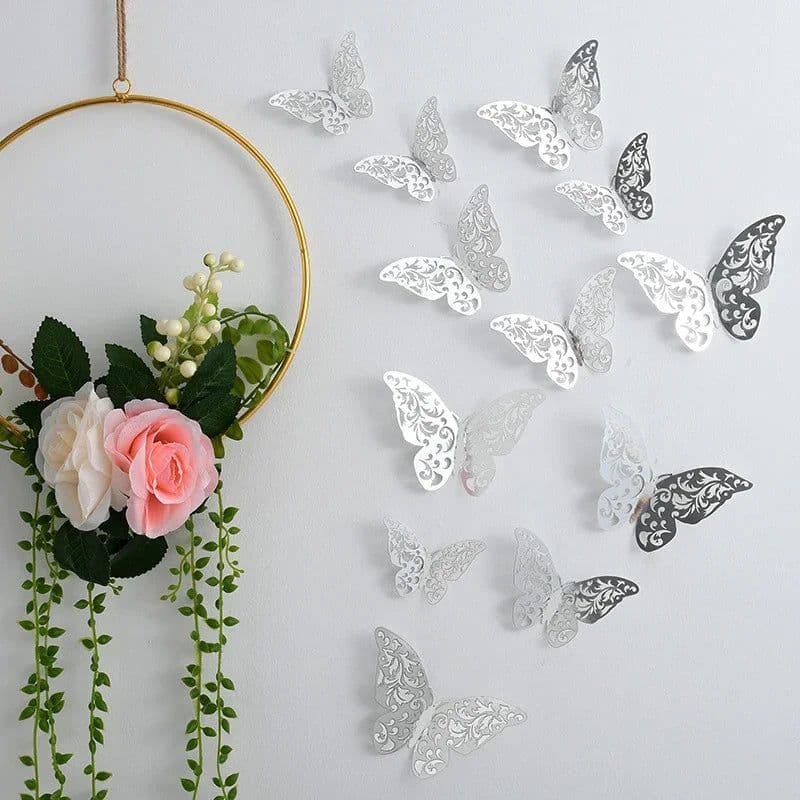image-12pcs Suncatcher Sticker 3D Effect Crystal Butterflies Wall Sticker Beautiful Butterfly for Kids Room Wall Decal Home Decoration