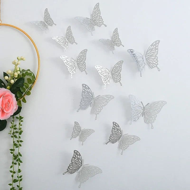 image-12pcs Suncatcher Sticker 3D Effect Crystal Butterflies Wall Sticker Beautiful Butterfly for Kids Room Wall Decal Home Decoration
