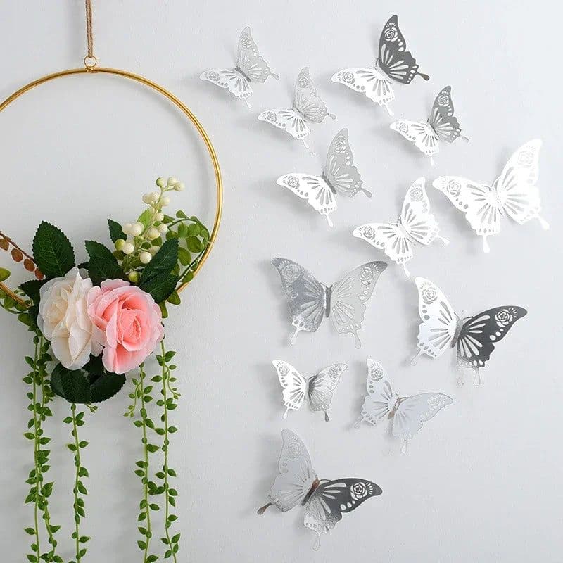image-12pcs Suncatcher Sticker 3D Effect Crystal Butterflies Wall Sticker Beautiful Butterfly for Kids Room Wall Decal Home Decoration