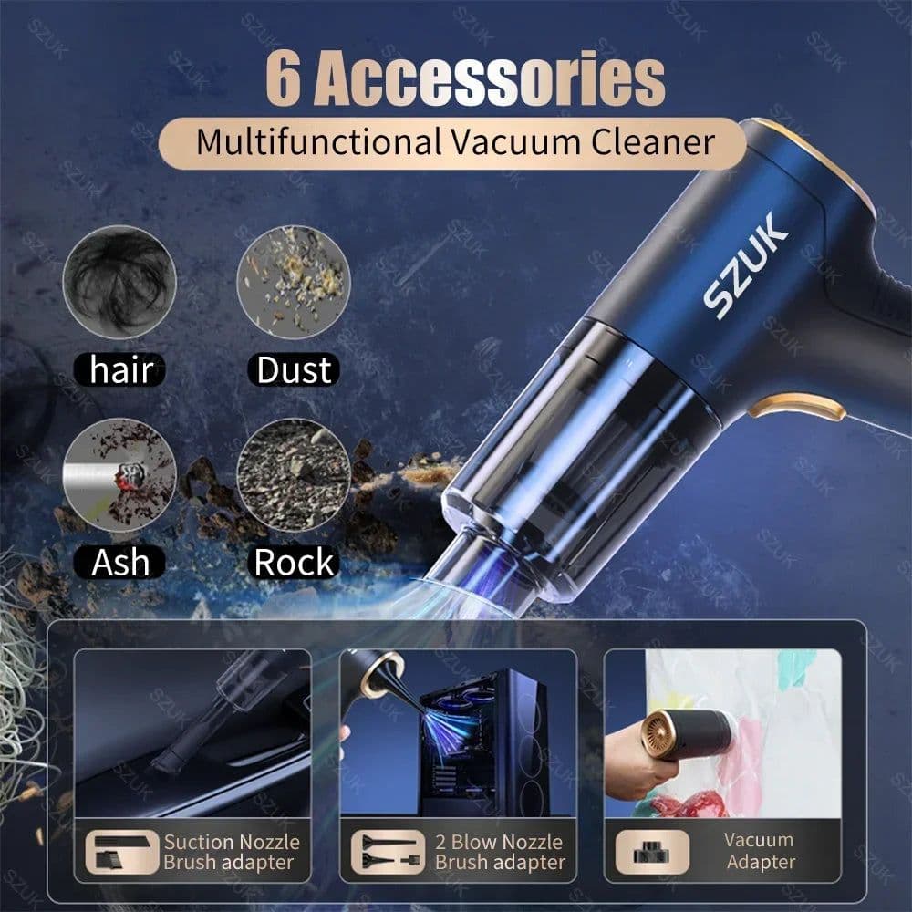 image-SZUK Car Vacuum Cleaner Wireless Mini Powerful Vacuum Cleaner Home Appliance Portable Handheld Cordless Super Strong Cleaning