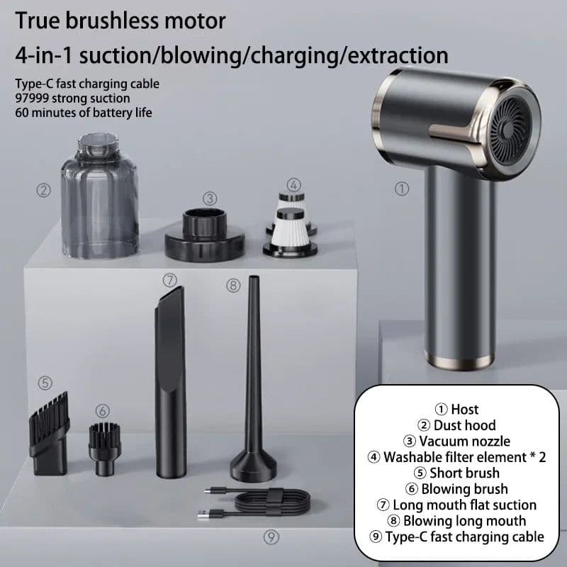 image-Xiaomi 5 in 1 Car Vacuum Cleaner 1990000PA Powerful Handheld Cleaning Machine for Home Appliance Car Cleaner Wireless Portable