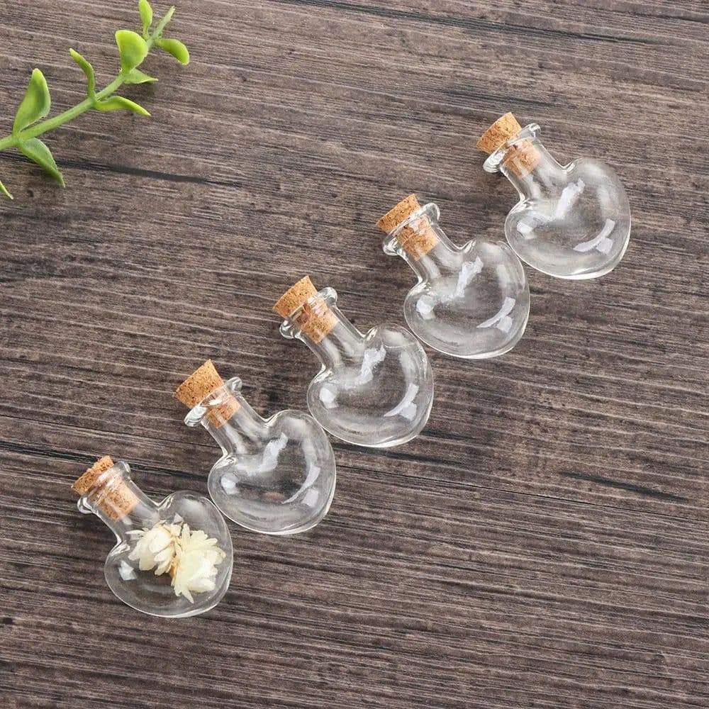 image-5Pcs Cork Stopper Small Empty Glass Bottle Tiny Glass Jars With Cork Decorative Wish Glass Jars Wedding Holiday Mini Containers