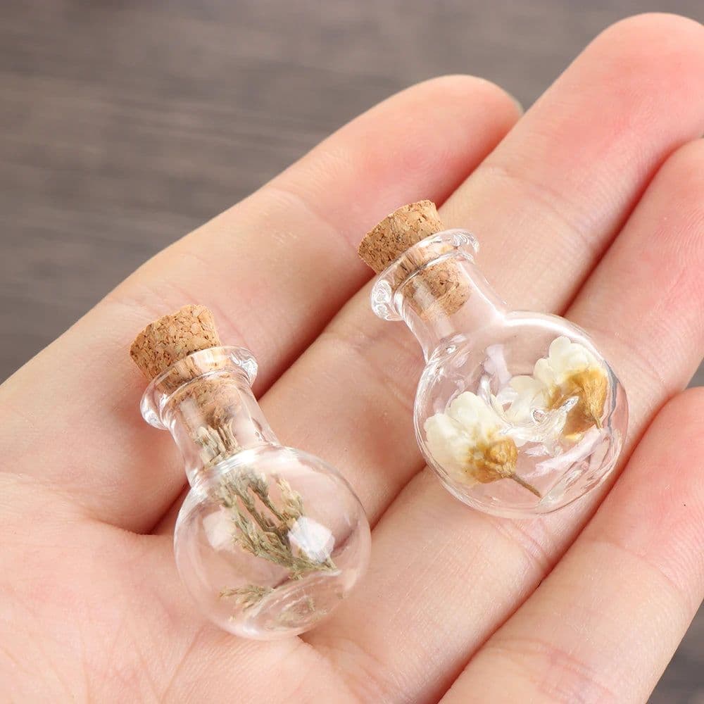 image-5Pcs Cork Stopper Small Empty Glass Bottle Tiny Glass Jars With Cork Decorative Wish Glass Jars Wedding Holiday Mini Containers