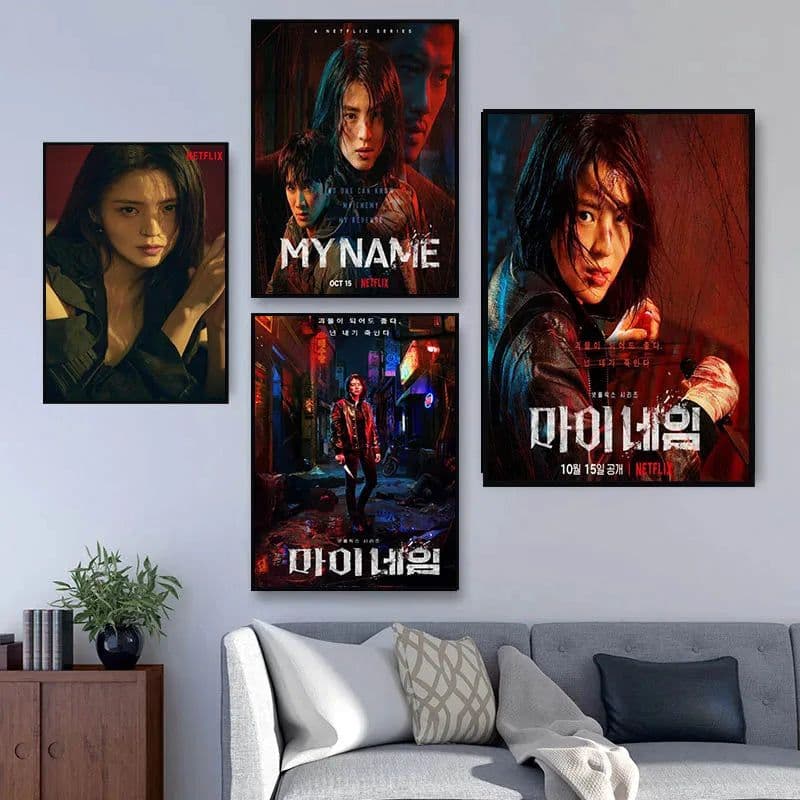 image-Big Size Posters and Prints Drama My Name Korean Paintings on the Wall Art Satin Pictures Home Wall Decoration Anime Room Decor
