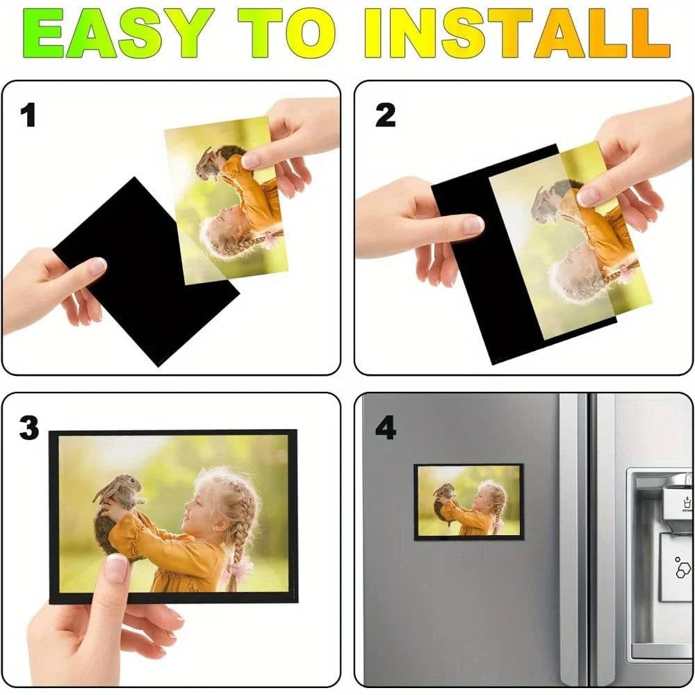 image-10 Piece Set Black Magnetic Photo Frame Refrigerator Magnet Picture Sleeves Wall Art Poster Hanger Home Decoration Holder