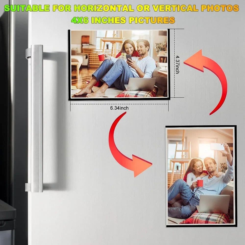 image-10 Piece Set Black Magnetic Photo Frame Refrigerator Magnet Picture Sleeves Wall Art Poster Hanger Home Decoration Holder