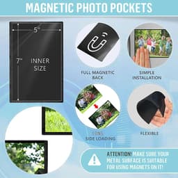 image-10 Piece Set Black Magnetic Photo Frame Refrigerator Magnet Picture Sleeves Wall Art Poster Hanger Home Decoration Holder