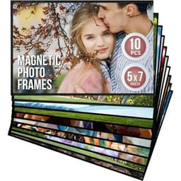 image-10 Piece Set Black Magnetic Photo Frame Refrigerator Magnet Picture Sleeves Wall Art Poster Hanger Home Decoration Holder