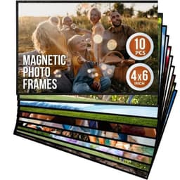 image-10 Piece Set Black Magnetic Photo Frame Refrigerator Magnet Picture Sleeves Wall Art Poster Hanger Home Decoration Holder