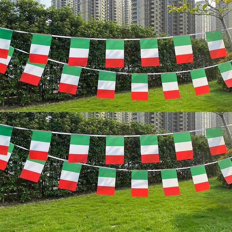 image-Aerlxemrbrae 14*21cm 20pcs/lot italy bunting flags italy string Triangular Flag Buntings Festival Party Holiday