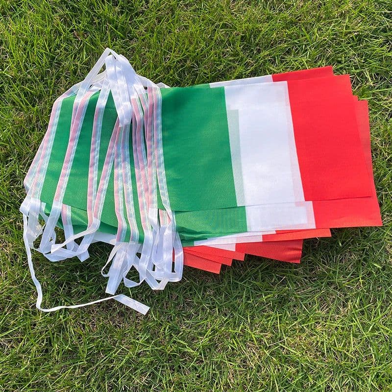 image-Aerlxemrbrae 14*21cm 20pcs/lot italy bunting flags italy string Triangular Flag Buntings Festival Party Holiday