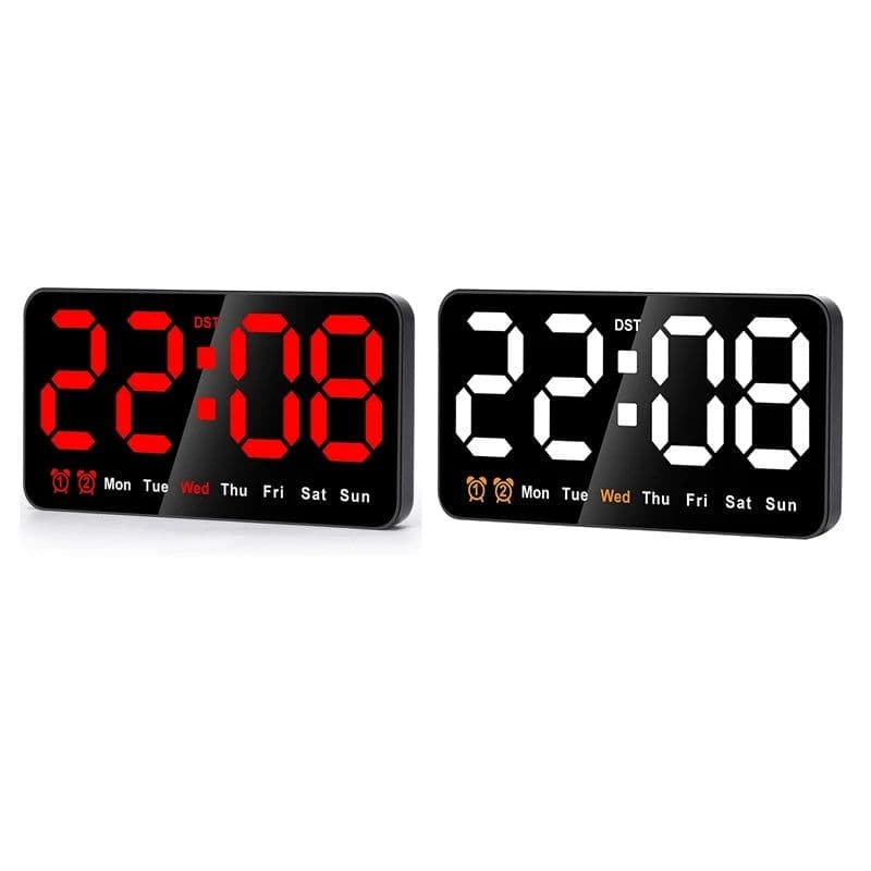 image-Digital Wall Clock, 9Inch LED Digital Clock Large Display With 12/24H, Big Digits,Small Silent Wall Clock Durable (Red)