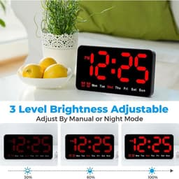 image-Digital Wall Clock, 9Inch LED Digital Clock Large Display With 12/24H, Big Digits,Small Silent Wall Clock Durable (Red)