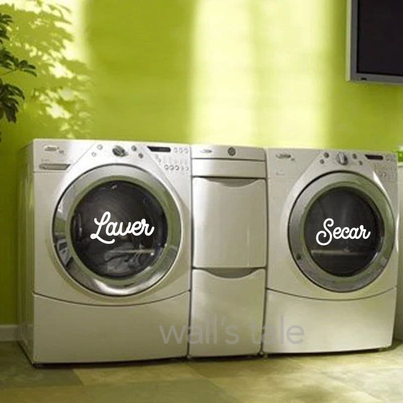 image-Wash Dry Sign Quotes Vinyl Decals Laundry Room Decor Washing Machines Door Decoration Vinyl Sticker Laundry Art