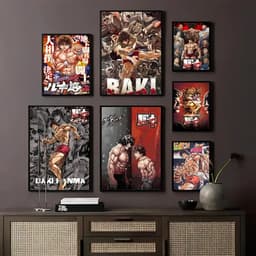 image-Japanese Anime Baki Hanma Comics Whitepaper Sticky Posters Wall Sticker DIY Living Room Bar Cafe Vintage Posters Decorative Wall