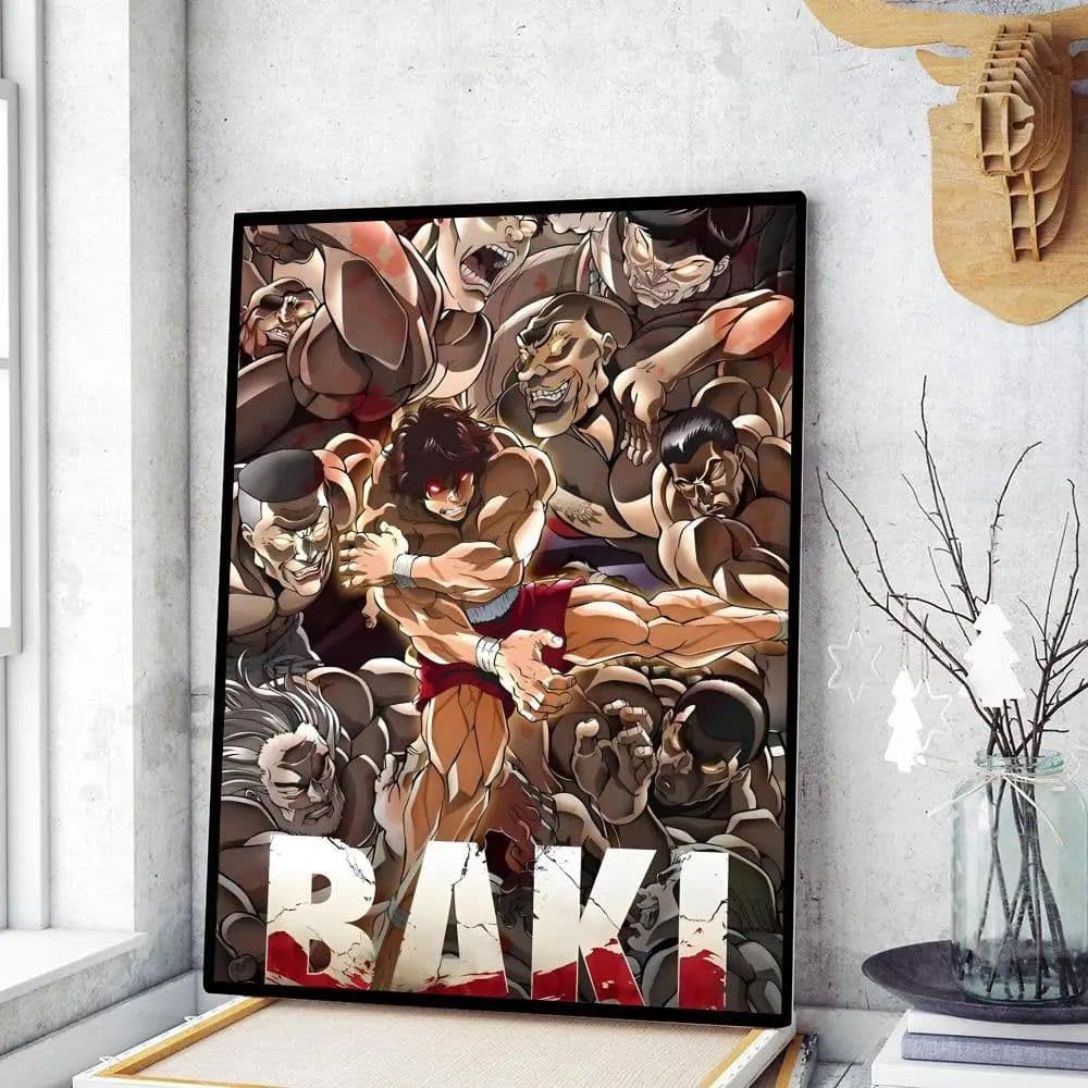 image-Japanese Anime Baki Hanma Comics Whitepaper Sticky Posters Wall Sticker DIY Living Room Bar Cafe Vintage Posters Decorative Wall