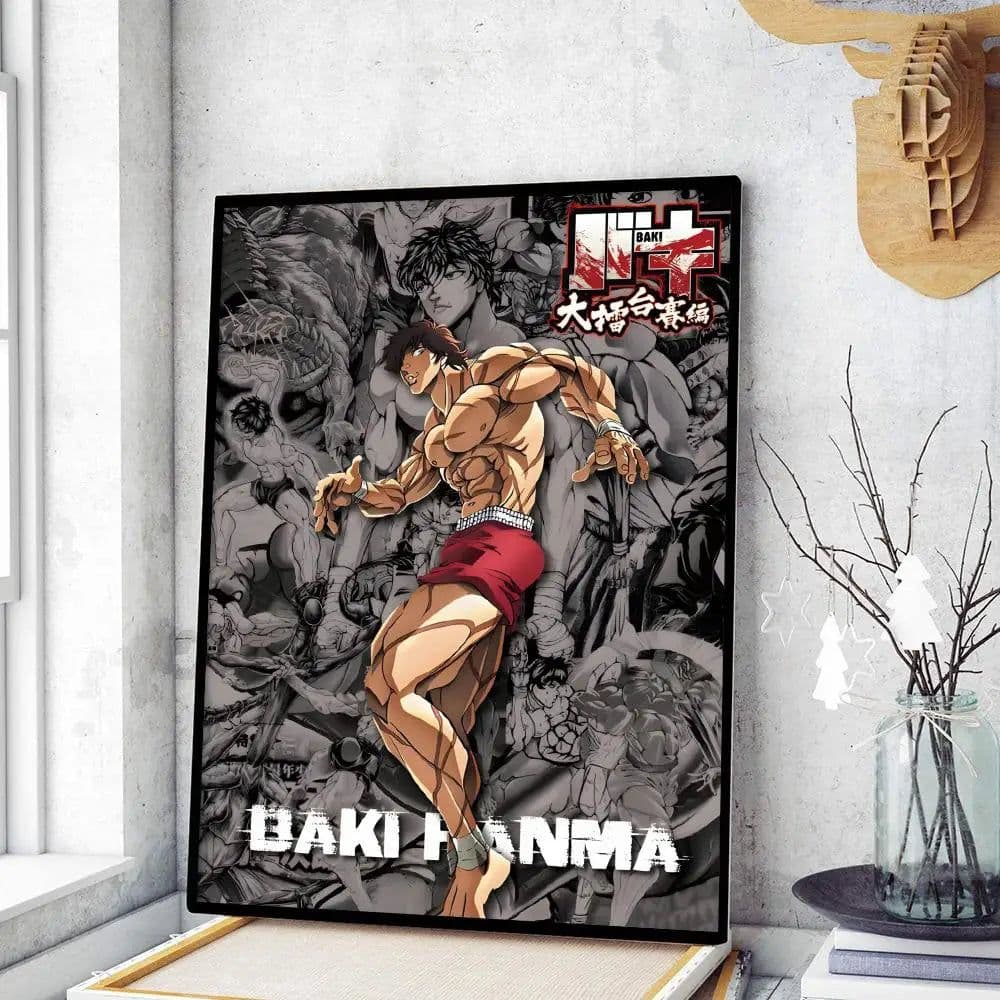 image-Japanese Anime Baki Hanma Comics Whitepaper Sticky Posters Wall Sticker DIY Living Room Bar Cafe Vintage Posters Decorative Wall