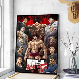 image-Japanese Anime Baki Hanma Comics Whitepaper Sticky Posters Wall Sticker DIY Living Room Bar Cafe Vintage Posters Decorative Wall