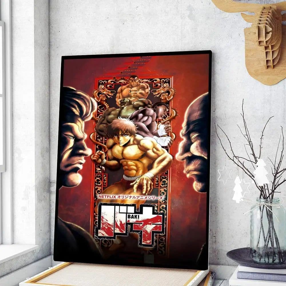 image-Japanese Anime Baki Hanma Comics Whitepaper Sticky Posters Wall Sticker DIY Living Room Bar Cafe Vintage Posters Decorative Wall