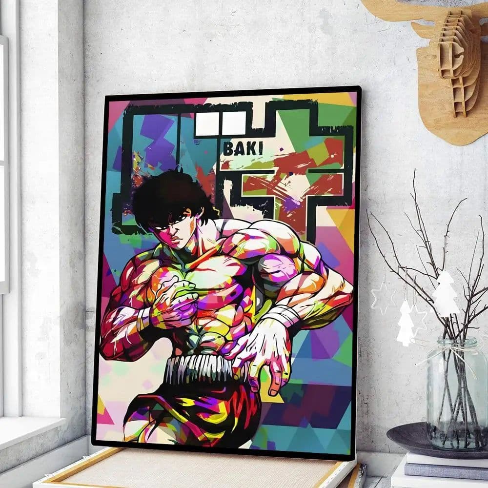 image-Japanese Anime Baki Hanma Comics Whitepaper Sticky Posters Wall Sticker DIY Living Room Bar Cafe Vintage Posters Decorative Wall